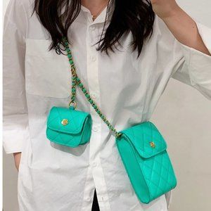 Quilted Flap Crossbody Bag With Purse